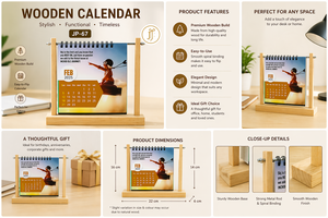 Premium Personalized Wooden <b>Desk</b> <b>Calendar</b> Table <b>Top</b> Organizer with Printing for Valentine's Day & Back to School - Product Image 2