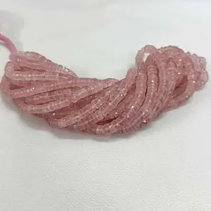 Best Selling Finest Quality Natural Pink Rose Quartz Gemstone Beads Faceted Heishi Tyre Shape Beads Buy Gemstones Online