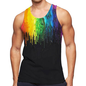 Débardeur imprimé graffiti 3D pour hommes, style Y2K cool, streetwear, t-shirt sans manches, séchage rapide, vêtements de sport, gilet de basketball urbain - Product Image 1