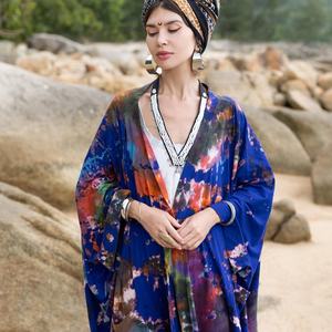 Belle Nouveau Kimono Robe D'été Surdimensionné Vacances Look Boho Festival Bohème Boho Chic À La Mode Femmes Tie Dye Kimono - Product Image 4