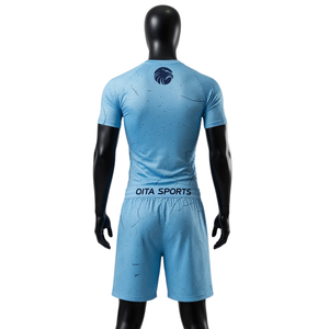 Ensemble T-shirt et short de compression pour homme bleu ciel et marine, séchage rapide, extensible, pour fitness, gym, entraînement, course à pied, sport - Product Image 2