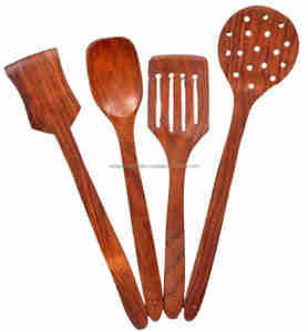 Venta al por mayor hecho a mano bambú madera cuchara tenedor conjunto varios diseños para servir cocina y bodas - Product Image 2