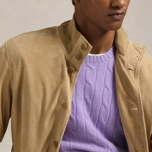 Veste en daim pour homme de qualité supérieure avec doublure en laine, alliant luxe et chaleur, coupe ajustée, veste bomber en daim pour homme - Product Image 5