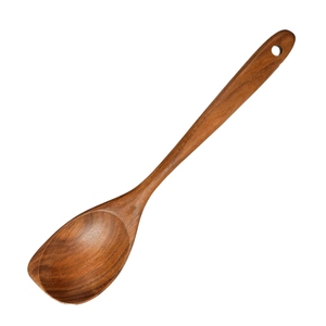 Spatule plate en bois foncé naturel, manche long, antiadhésive, ustensile de cuisine en bois pour ensemble d'ustensiles de cuisine - Vente en gros - Product Image 5