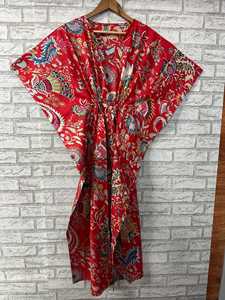 Floral Cotton <b>Kaftan</b> Indian Print Maxi Dress: Boho Maternity Beach Cover-Up - Product Image 3