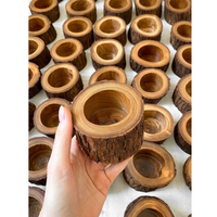 Support à bougie votive rond en bois naturel brun, artisanal, écologique, de qualité supérieure, pour la maison, les mariages, Pâques, Noël