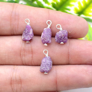 Dyed Ruby Raw Stone Charm 8-10 mm Handmade Wire <b>Wrapped</b> Pendant Jewelry Making Supply <b>Pink</b> Crystal Healing Stone - Product Image 2