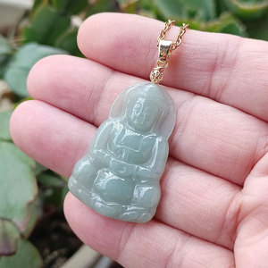 Collier pendentif en jade vert naturel sculpté à la main, chaîne en argent, pierre de guérison, bijoux spirituels, vente en gros - Product Image 3