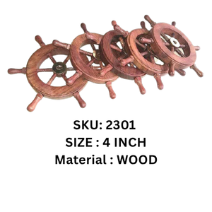 Wooden Ship Wheel <b>Wall</b> Decor Nautical Steering Wheel Model Polished <b>Round</b> <b>Wall</b> Hanging 4 Inch Home Office Decor - Product Image 1