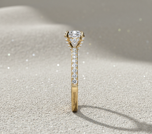 Anillo de Compromiso con Diamante Cultivado en Laboratorio, Oro Rosa de 14K, Corte Redondo, Corona con Pavé Pequeño, Anillo Solitario, Fabricante de Joyería Personalizada - Product Image 2