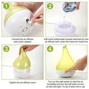 เครื่องกระจายกลิ่นอโรมาแบบอัลตราโซนิก รูปทรงหยดน้ำ พร้อมฟังก์ชั่นเพิ่มความชื้นในอากาศ สำหรับบ้าน สำนักงาน สปา หรือห้องโยคะ เพื่อการผ่อนคลาย - Product Image 6