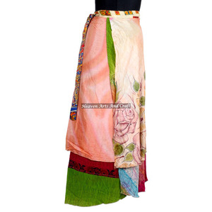 Beach Wear Vintage Silk Magic 38 Length <b>Wrap</b> <b>Skirt</b> Halter Tube Dress 2 Layer Reversible Magic Silk Saris <b>Wrap</b> Long <b>Skirt</b> Sexy - Product Image 1