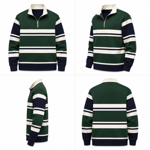 เสื้อรักบี้แขนยาวพิมพ์ลายแบบ OEM สำหรับผู้ชาย มีกระเป๋าเสื้อ ผลิตจากผ้าถักโพลีเอสเตอร์ 100% ขายส่งเสื้อทีม - Product Image 4
