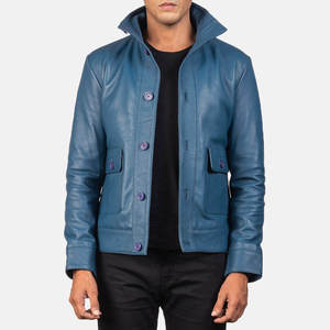 <b>Suede</b> Leather Motorcycle <b>Jacket</b> Made with Cow Skin Stand Collar Eco-Friendly Windproof Embroidered Customized <b>Men's</b> Winter - Product Image 2