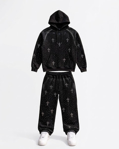 Chándal con capucha de alta calidad, personalizado, con pedrería, 100% algodón, estilo urbano, diseño moderno, unisex. - Product Image 1