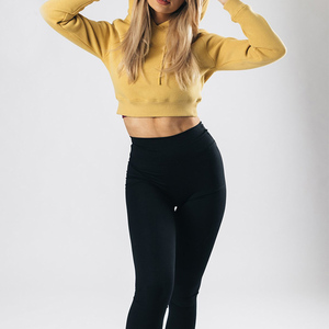 Women’s Cropped Pullover Hoodie Sweatshirt for Casual Wear, <b>Long</b> <b>Sleeve</b> Fleece Crop Hoodie <b>Top</b> with Drawstring Hood and Relaxed - Product Image 4
