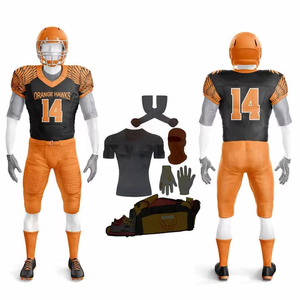 Tenues de football américain personnalisées OEM pour adultes, ensemble maillot sublimé à manches courtes et col en V, équipement d'équipe grandes tailles - Product Image 2
