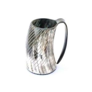 Mug à bière artisanal vintage en corne de buffle, forme cloche, finition naturelle, motif en relief, vente en gros - Product Image 2