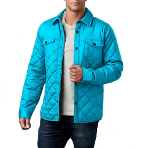 <b>Men's</b> Green Quilted <b>Jacket</b> Solid Color Turn-down Collar Windproof Casual <b>Long</b> Sleeve Polyester Wadding Autumn Wear - Product Image 5