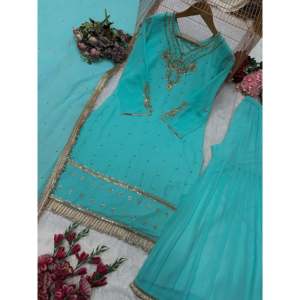 Top de fiesta de mujer de diseñador y conjunto Plazzo con hermosa Dupatta - Product Image 4