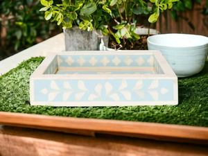 Plateau de service en bois avec incrustations en os, motif floral moderne, fait main, plateau décoratif avec incrustations en os, par PERFECT ENTERPRISES - Product Image 2