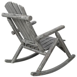 Silla Mecedora de Madera Resistente Color Gris Claro para Porche, Silla Mecedora de Madera de Abeto para Patio Exterior - Product Image 3