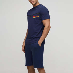 Ensemble court pour homme en coton 100% respirant, taille plus, sportswear d'entraînement, longueur genou, avec logo imprimé personnalisé, nouvelle mode - Product Image 1