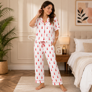 Cosh International <b>Cheap</b> Price Delta Sigma Front Sorority Top Print Milk Silk Casual Quick Dry Breathable 2Pcs Women's Night - Product Image 4