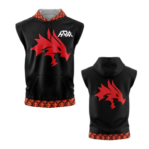 Custom <b>Mens</b> Cotton Polyester <b>Fleece</b> Sleeveless <b>Zip</b> <b>Up</b> Hoodie Drop Shoulder Fit Custom Embroidery Factory Free Sample Style Grade - Product Image 1