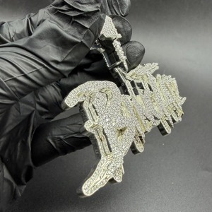 Colgante Bugatti con Letra, Plata 925, Colgante del Zodiaco, Chapado en Moissanita, Estilo Hiphop, Unisex - Product Image 4
