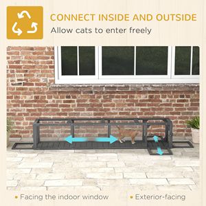 Recinto per Gatti in Legno Grigio Scuro 79"L X 15"W X 15"H con Protezione dalle Intemperie per Collegare Case e Mobili per Animali Domestici Interni ed Esterni - Product Image 4