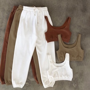Conjunto Deportivo Gris para Mujer, Sudadera y Pantalones de Color Sólido, Cintura con Cordón, Bolsillos Laterales, Material de Algodón Transpirable, Primavera - Product Image 4