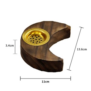 Brûleur d'encens en bois avec insert en laiton, fait main, support aromatique pour bois de santal, utilisation toute saison - Product Image 2