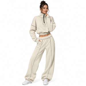Ensembles de survêtements personnalisés en molleton de coton avec logo brodé pour les marques de vêtements américaines, faible MOQ - Product Image 1