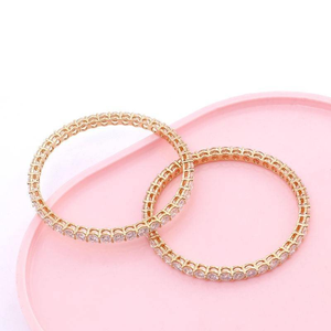 Luxury Moissanite Tennis <b>Bangle</b> Bracelet <b>Set</b> Gold Finish Round Cut Sparkling Elegant Stackable Jewelry Women - Product Image 6