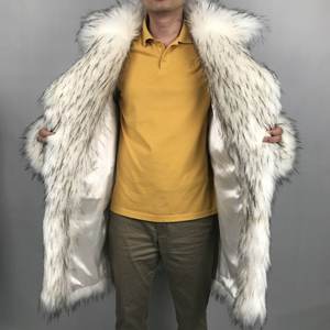 Manteaux pour hommes sur mesure, grande taille, hiver, col long en fausse fourrure, moelleux - Product Image 1
