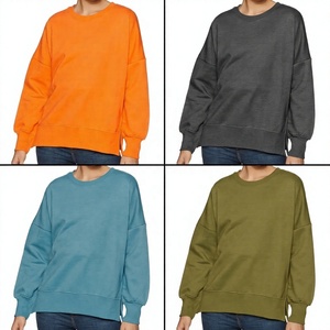 Sweat-shirt oversize à col rond pour femme, en coton et polyester, pull décontracté streetwear, broderie de logo personnalisée, sweat-shirt épais - Product Image 5