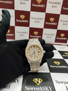 NewyorkSKY Men's Luxury Diamond <b>Watch</b> Stainless Steel Octagon <b>Case</b> 41mm Analog Quartz Sapphire Crystal Deployment Clasp - Product Image 2
