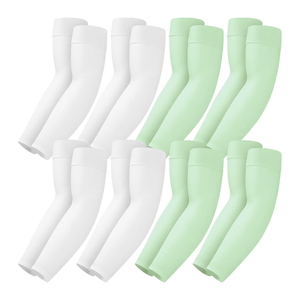 Nouvelles manches de protection solaire tendance de couleur unie UPF50+ longues pour femmes – Blanc, Rose, Beige, Vert menthe - Product Image 2