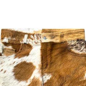 Pantalones Cortos de Cuero Genuino de Vaca para Hombre, Estilo Western con Estampado de Pelo de Vaca, Lujo Urbano, Diseño de Verano, Estilo Biker, ¡Venta Caliente! - Product Image 4