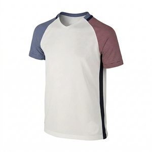 Camiseta de manga raglán con bloques de color para hombre, camiseta informal de algodón con cuello en V y manga corta - Product Image 1