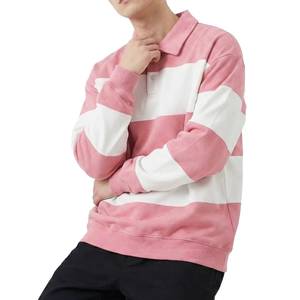 เสื้อโปโลแขนยาวทรงบ็อกซี่สไตล์รักบี้สีกรมท่า  แบบวินเทจถักนิตติ้งทรงหลวมสไตล์สตรีทแวร์สำหรับผู้ชาย - Product Image 6
