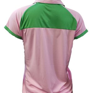 เสื้อโปโลสีชมพูสีเขียวผู้หญิงแขนสั้นเสื้อกีฬาปักโลโก้ออกแบบลำลองชุดกีฬาชุดทีมแฟชั่นกลางแจ้ง - Product Image 5