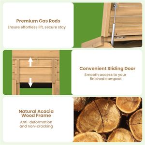Compostiera in Legno Massiccio da 33 Pollici con Accesso Facile dall'Alto e dal Basso, Eleganti Aeratori per Rifiuti da Giardino, Contenitore Decorativo per Compost - Product Image 5