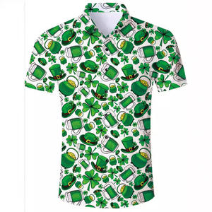 Nouvelle chemise à manches courtes pour homme à motif hawaïen, t-shirt tendance taille européenne et américaine, boutonnée, en polyester imprimé - Product Image 5