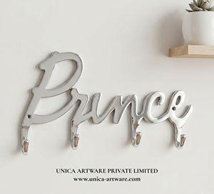 Export Quality Metal <b>Wall</b> <b>Hooks</b> 4-<b>Hook</b> Aluminum Modern Hanging Rack for Coats <b>Keys</b> Stylish Home Organizer India - Product Image 1