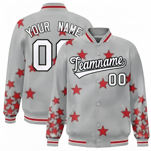Lite Gray Varsity <b>Jacket</b> Team Wholesale Polyester/Cotton Wool/Polyester Premium Quality Personalized Windproof Shell Stand - Product Image 1
