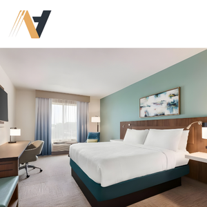 Ensemble de meubles de rangement pour chambre d'hôtel Hampton by Hilton avec lit et meubles intégrés, fabrication OEM - Product Image 1