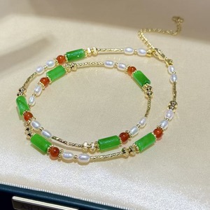 Collier en perles de Danshui vertes et de jade 3-4, populaire pour la vente au détail et en gros, chaîne de clavicule - Product Image 3