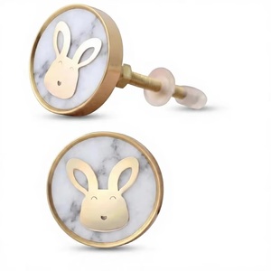 Beads Art HBRMW 147 Bouton de meuble en laiton motif lapin avec incrustation de marbre, écologique, installation facile pour tiroir et poignée de meuble - Product Image 6
